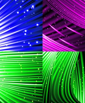 Set of Abstract luminous rays background.  illustration