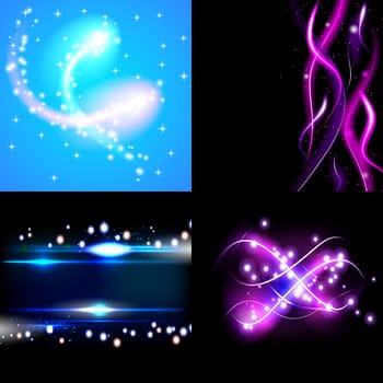 Set of Blurry abstract lines. Light effect. Sparkle background.  illustration