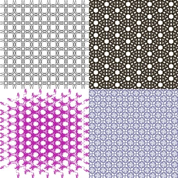 Set of 4 monochrome elegant patterns. ornaments. May be used as background