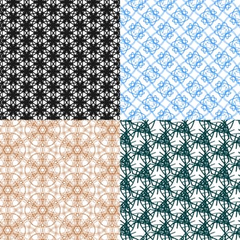 Set of 4 monochrome elegant patterns. ornaments. May be used as background