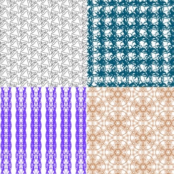 Set of 4 monochrome elegant patterns. ornaments. May be used as background