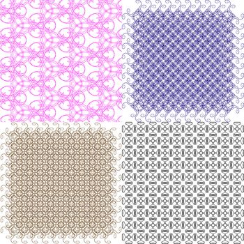 Set of 4 monochrome elegant patterns. ornaments. May be used as background