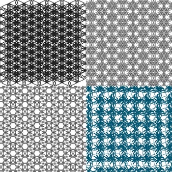 Set of 4 monochrome elegant patterns. ornaments. May be used as background