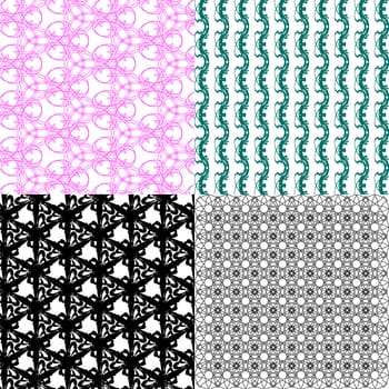 Set of 4 monochrome elegant patterns. ornaments. May be used as background