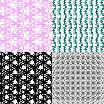 Set of 4 monochrome elegant patterns. ornaments. May be used as background