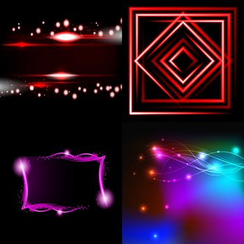 Set of Blurry abstract lines. Light effect. Sparkle background.  illustration