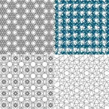 Set of 4 monochrome elegant patterns. ornaments. May be used as background