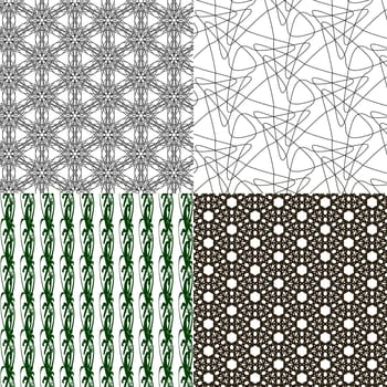 Set of 4 monochrome elegant patterns. ornaments. May be used as background