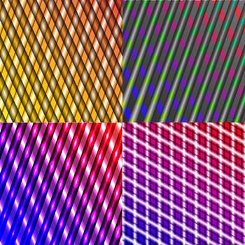 Set of 4 colorful abstract neon backgrounds. Rasterized copy.