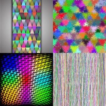 Set of four abstract backgrounds with colorful elements to create your creativity. Rastered copy