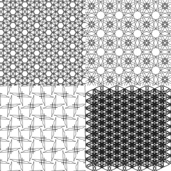 Set of 4 monochrome elegant patterns. ornaments. May be used as background
