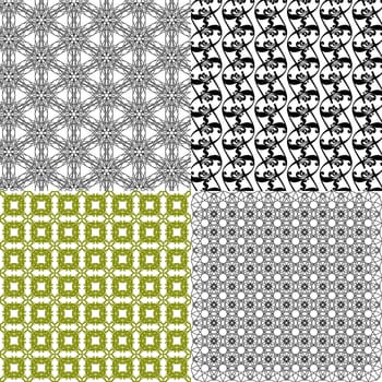 Set of 4 monochrome elegant patterns. ornaments. May be used as background