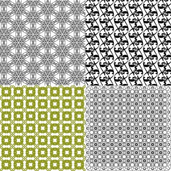 Set of 4 monochrome elegant patterns. ornaments. May be used as background