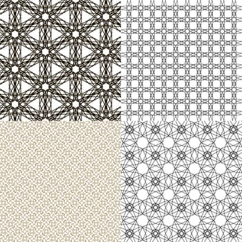 Set of 4 monochrome elegant patterns. ornaments. May be used as background