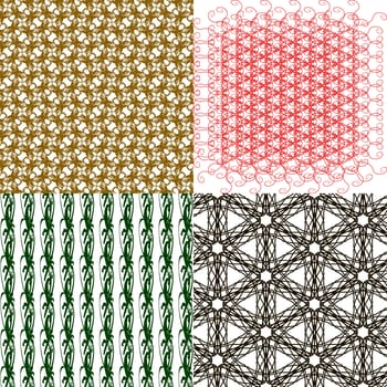 Set of 4 monochrome elegant patterns. ornaments. May be used as background