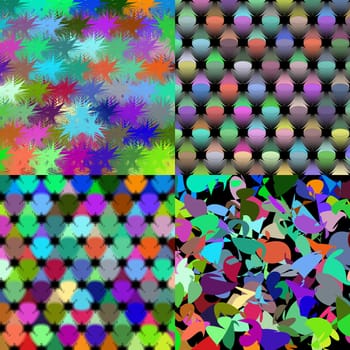Set of four abstract backgrounds with colorful elements to create your creativity. Rastered copy