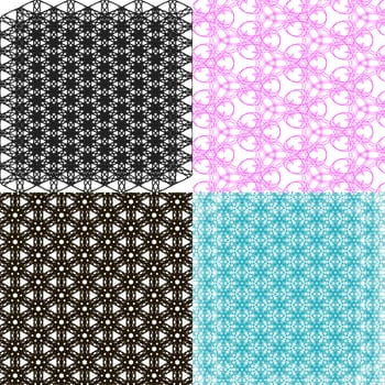 Set of 4 monochrome elegant patterns. ornaments. May be used as background