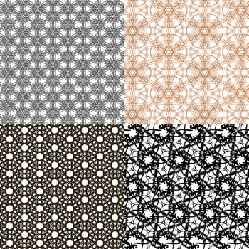Set of 4 monochrome elegant patterns. ornaments. May be used as background