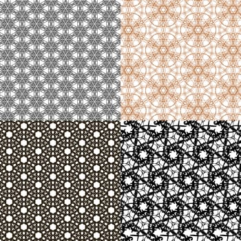 Set of 4 monochrome elegant patterns. ornaments. May be used as background