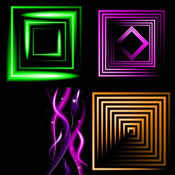 Set of Beautifully glowing neon abstract background with space for text.  illustration