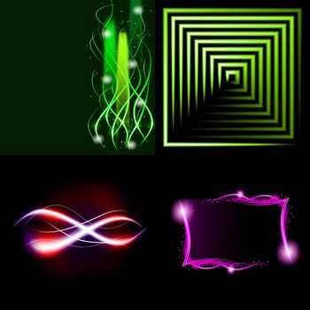 Set of Blurry abstract lines. Light effect. Sparkle background.  illustration