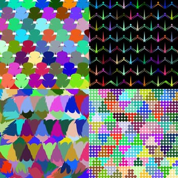 Set of four abstract backgrounds with colorful elements to create your creativity. Rastered copy