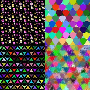 Set of four abstract backgrounds with colorful elements to create your creativity. Rastered copy