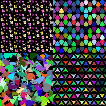 Set of four abstract backgrounds with colorful elements to create your creativity. Rastered copy