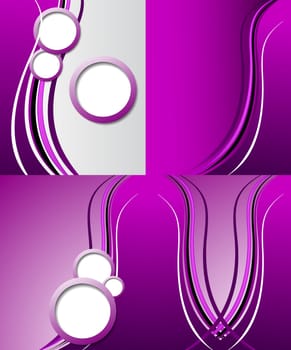 Set of 4 abstract purple backgrounds with space for your text. Raster copy.