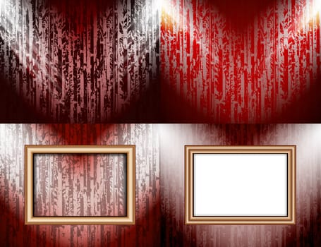 Set of colorful abstract backgrounds and frames for text or photos illuminated by searchlights.  illustration