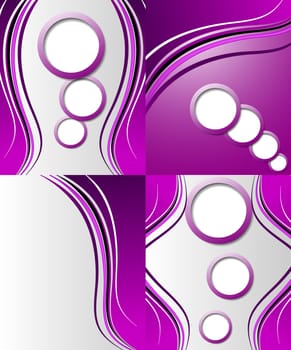 Set of 4 abstract purple backgrounds with space for your text. Raster copy.