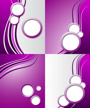 Set of 4 abstract purple backgrounds with space for your text. Raster copy.