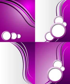 Set of 4 abstract purple backgrounds with space for your text. Raster copy.