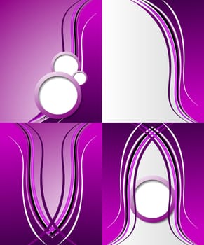 Set of 4 abstract purple backgrounds with space for your text. Raster copy.