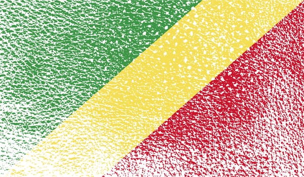 Flag of Congo Republic with old texture.  illustration