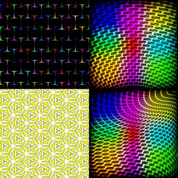 Set of four abstract backgrounds with colorful elements to create your creativity. Rastered copy