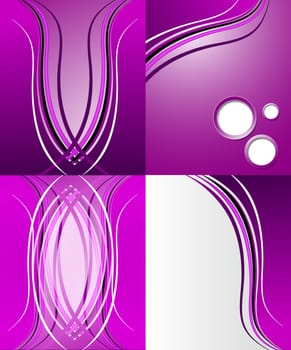 Set of 4 abstract purple backgrounds with space for your text. Raster copy.