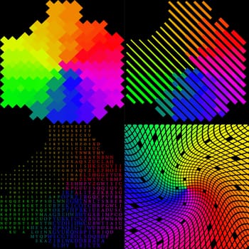 Set of 4 multi-colored mosaic background. rasterized version.
