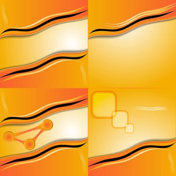 Set of 4 orange backgrounds with place for your text. Raster copy.