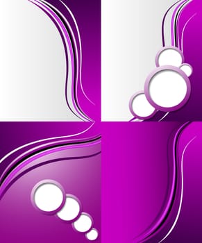 Set of 4 abstract purple backgrounds with space for your text. Raster copy.