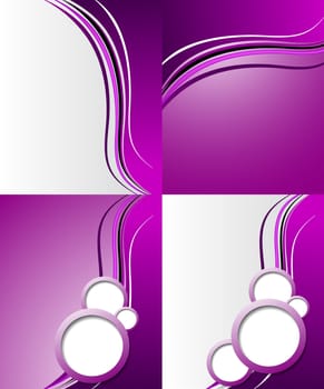 Set of 4 abstract purple backgrounds with space for your text. Raster copy.