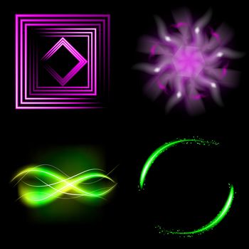 Set of Beautifully glowing neon abstract background with space for text.  illustration