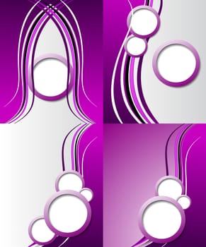 Set of 4 abstract purple backgrounds with space for your text. Raster copy.