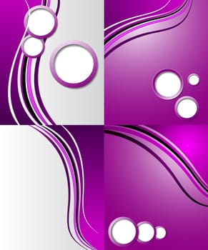 Set of 4 abstract purple backgrounds with space for your text. Raster copy.