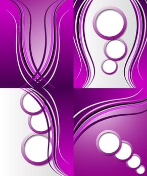 Set of 4 abstract purple backgrounds with space for your text. Raster copy.