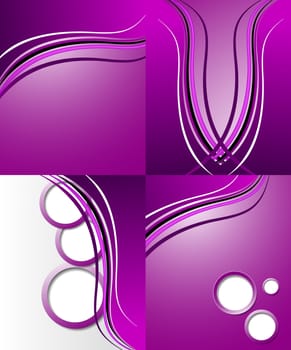 Set of 4 abstract purple backgrounds with space for your text. Raster copy.