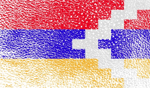 Flag of Karabakh Republic with old texture.  illustration