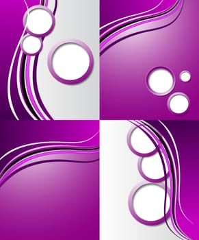 Set of 4 abstract purple backgrounds with space for your text. Raster copy.