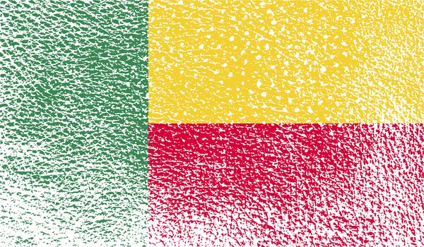 Flag of Benin with old texture.  illustration