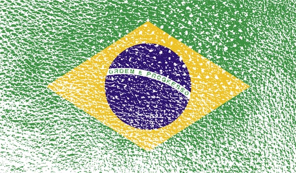 Flag of Brazil with old texture.  illustration